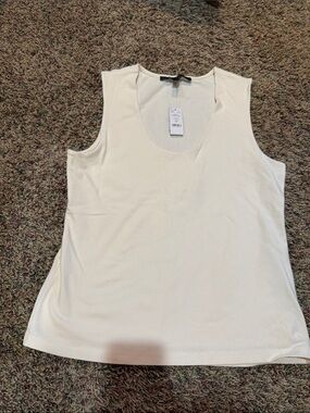 White House Black Market Cream Scoop Neck Shell